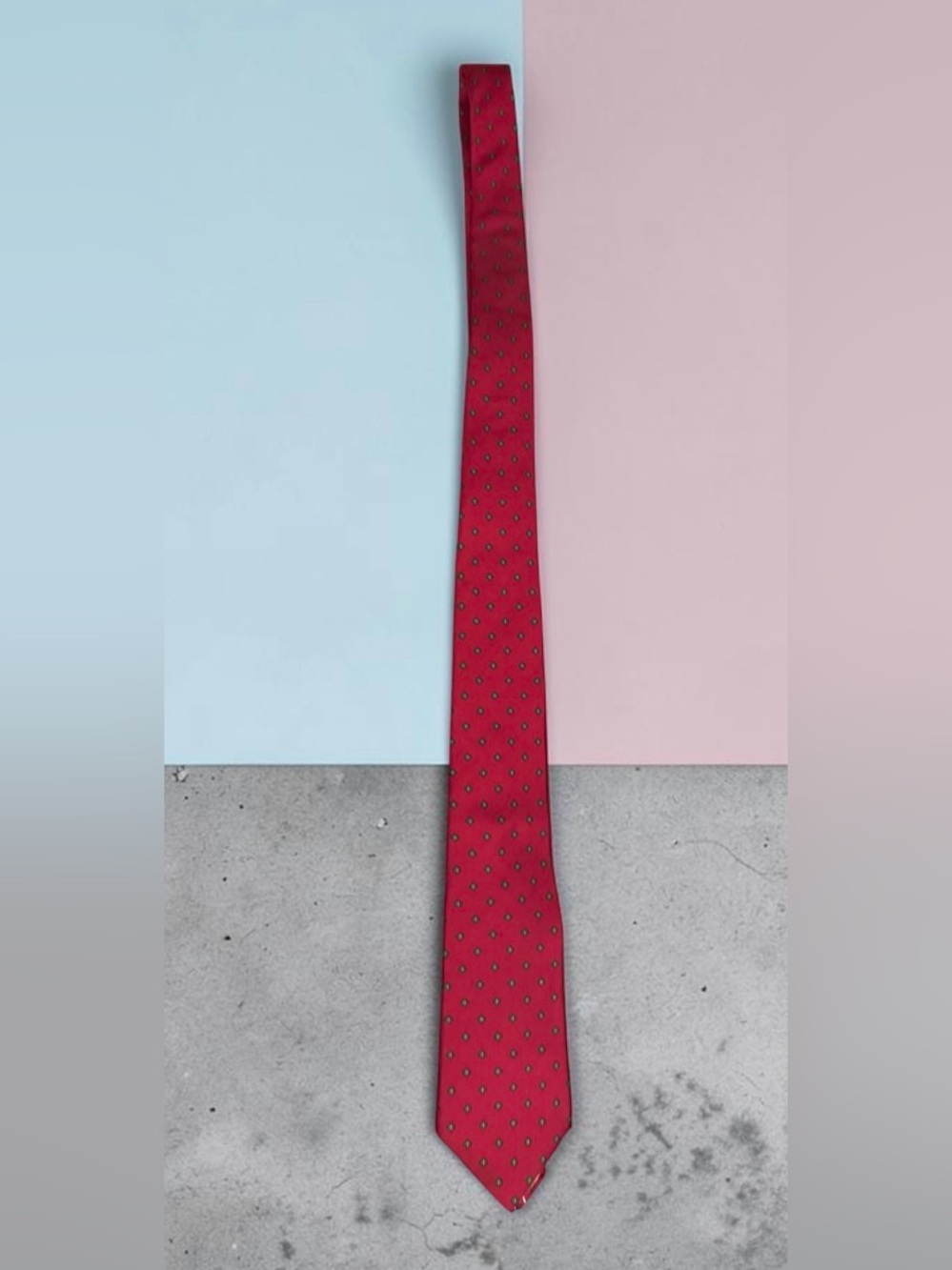 Dior Crimson Silk Tie with Tiny Geometric Motifs